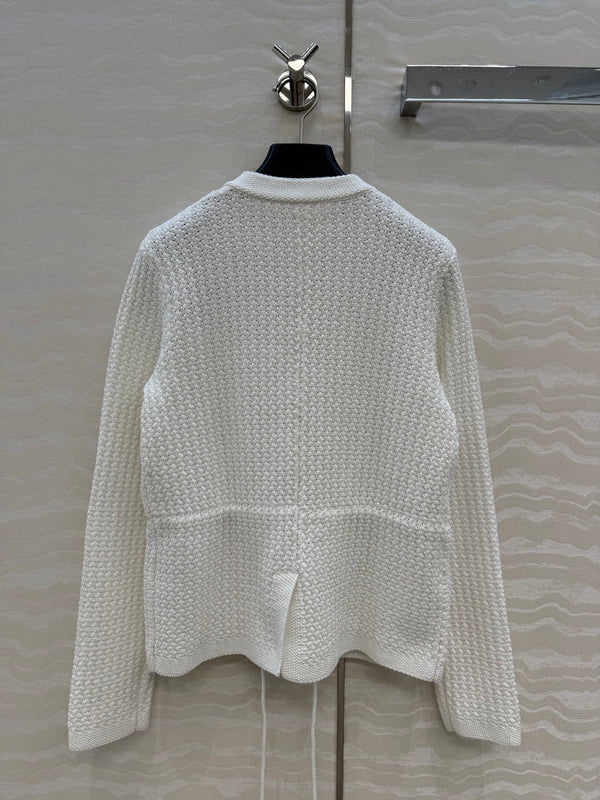 Chanel Gilet en laine blanc 26c avec boucle strass 333715