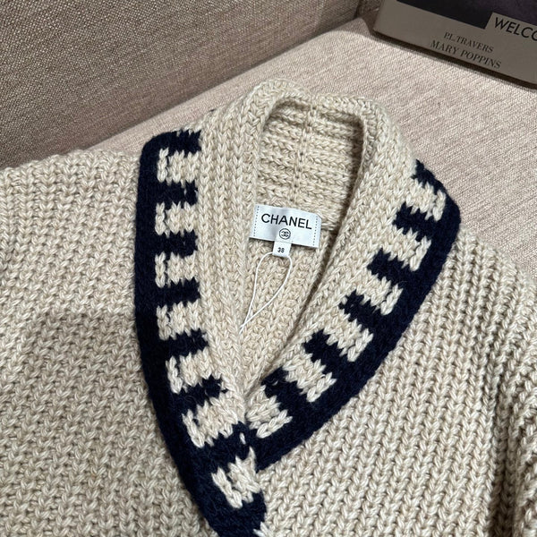 Chanel 25S Fragrant Milk Tea Color-Blocked Cardigan knitted 333184