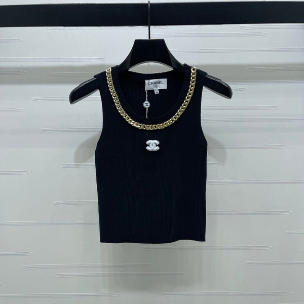 CHANEL Gilet en maille chaîne 26 LAINE BLANC 335390