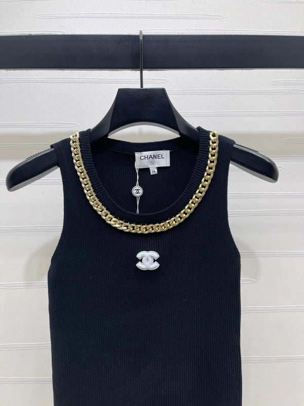 CHANEL Gilet en maille chaîne 26 LAINE BLANC 335390