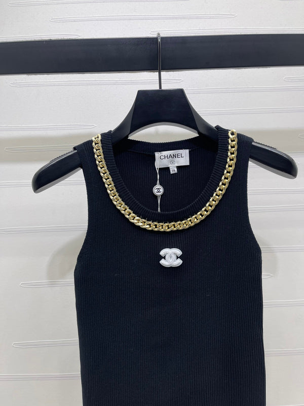CHANEL Gilet en maille chaîne 26 LAINE BLANC 335390