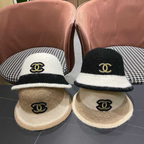 Chanel Women's Plush Bucket Ivory mix Beige Hat 980038