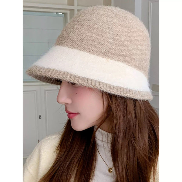 Chapeau seau en peluche Chanel pour femme mélange beige ivoire 980040
