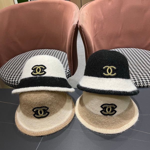 Chapeau seau en peluche Chanel pour femme mélange beige ivoire 980040