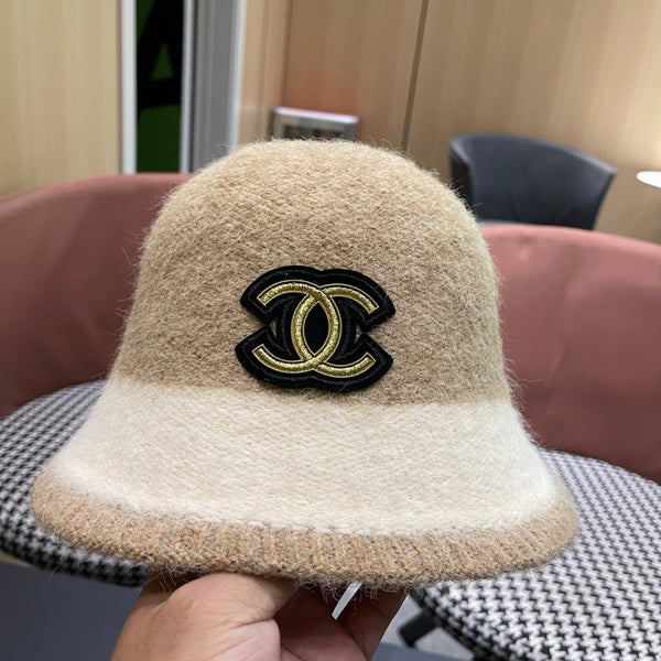 Chapeau seau en peluche Chanel pour femme mélange beige ivoire 980040