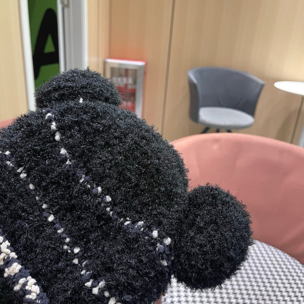 Moncler Cute Bear Fleece-Lined Warm Knitted Black Hat 980003