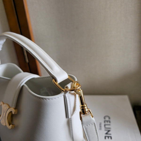 Celine New Small White Bucket Bag in Calfskin 276312