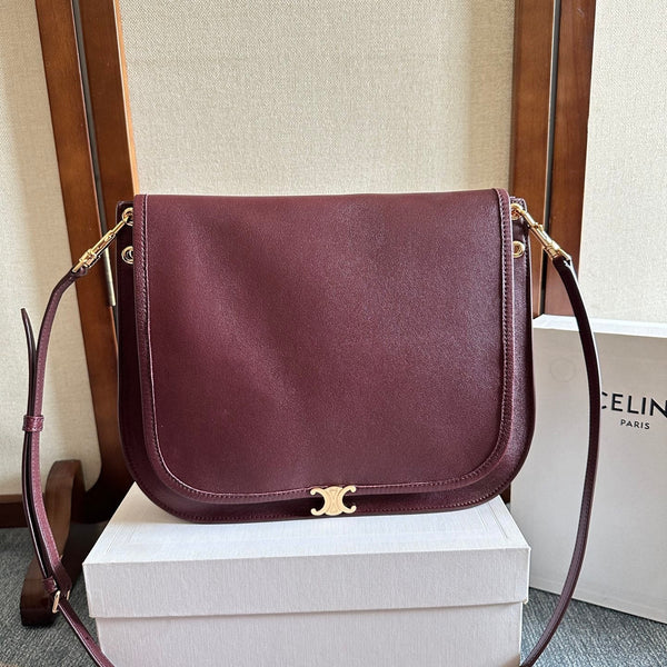Celine Besace Soft Triome Burgundy Handbag in Lambskin 276303