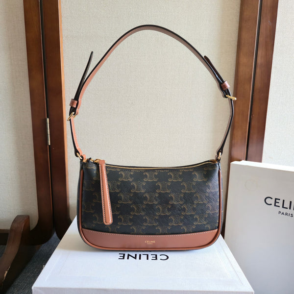 CELINE Armband Mahjong Black Brown Bag in PVC Fabric with Leather 276280