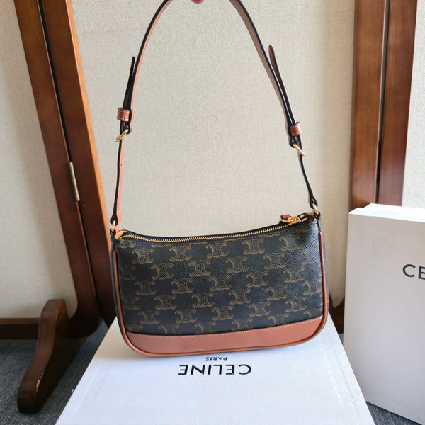 CELINE Armband Mahjong Black Brown Bag in PVC Fabric with Leather 276280