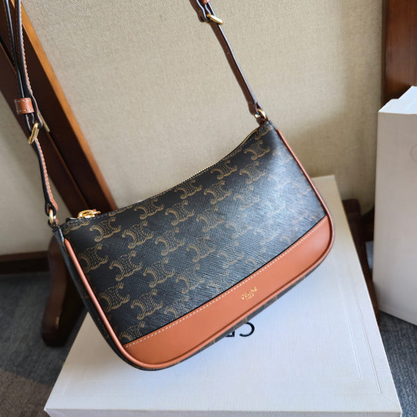 CELINE Armband Mahjong Black Brown Bag in PVC Fabric with Leather 276280