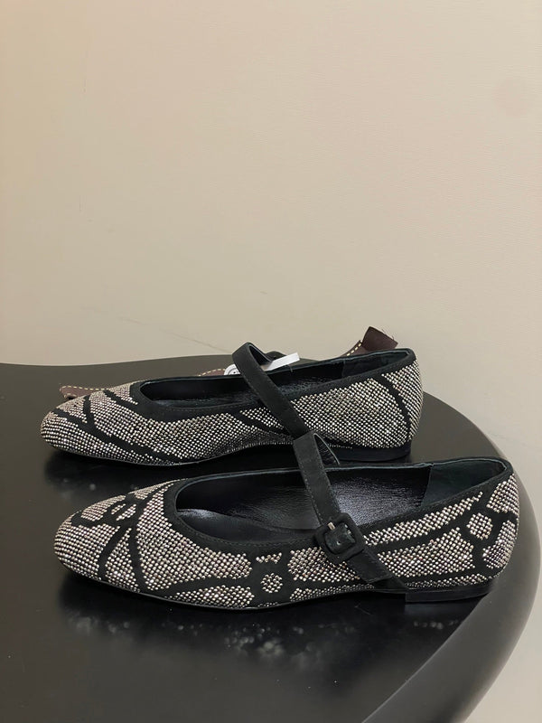 Ballerines Hermès 26 Light en daim gris métallisé 594342