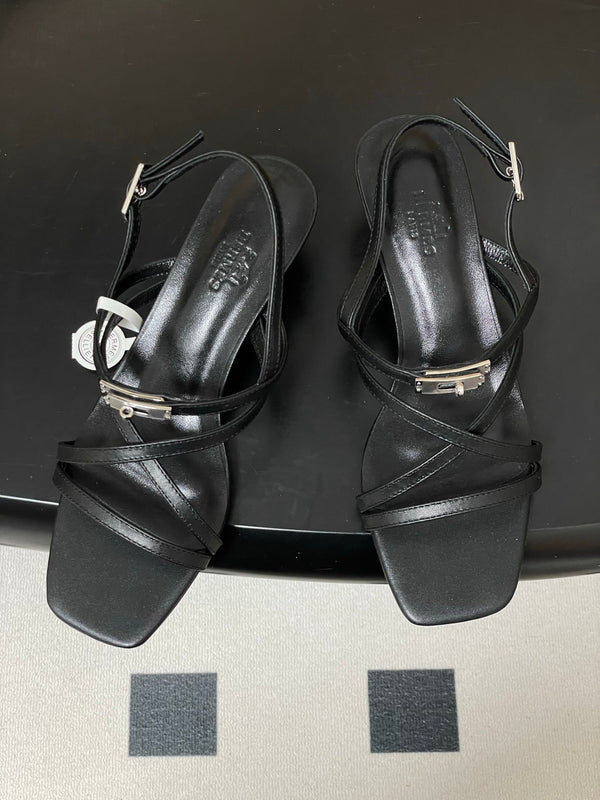 HM Muse Sandal 40 Black in Calfskin 593820