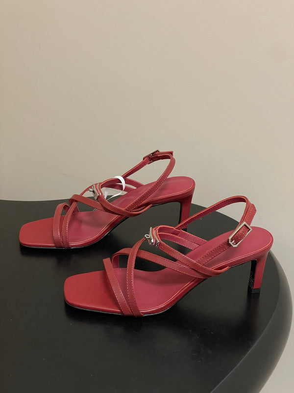 HM Muse Sandal 70 Burgundy in Calfskin 593815