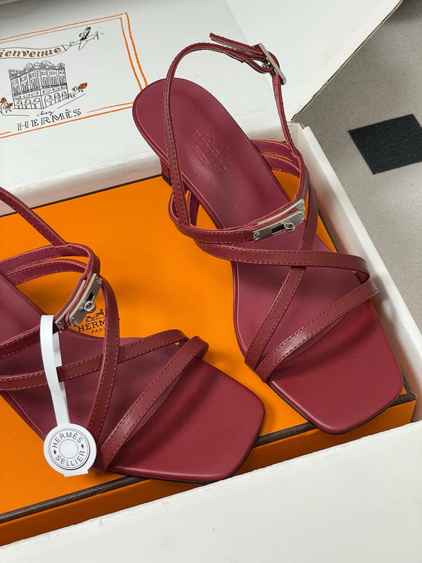 HM Muse Sandal 70 Burgundy in Calfskin 593815