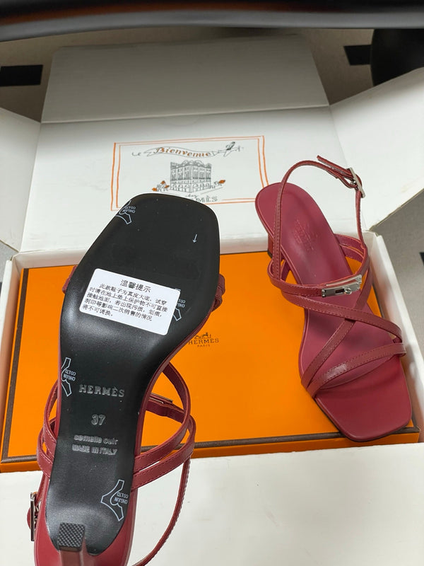 HM Muse Sandal 70 Burgundy in Calfskin 593815