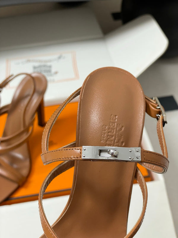 HM Muse Sandal 100 Brown in Calfskin 593813