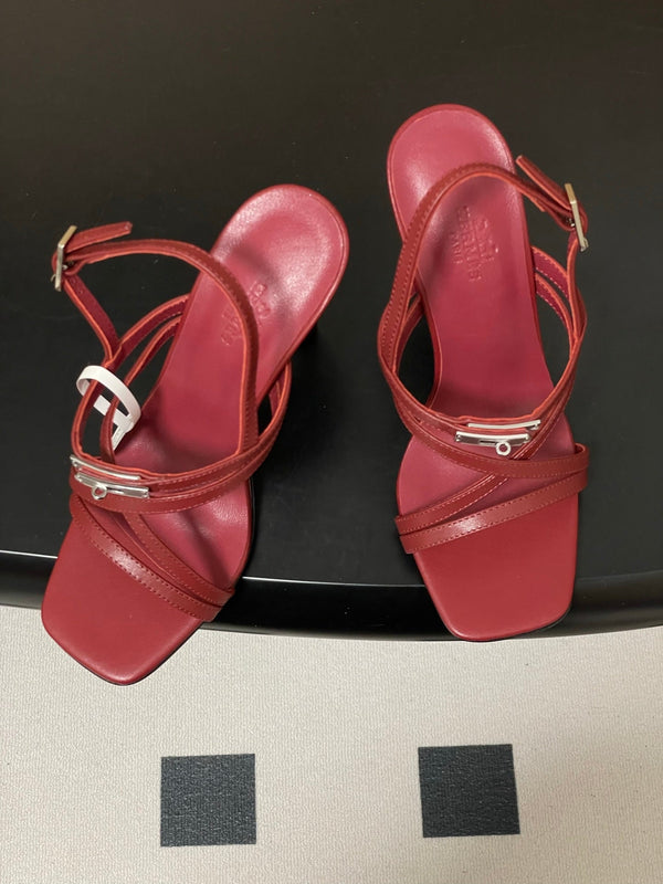 HM Muse Sandal 100 Burgundy in Calfskin 593811