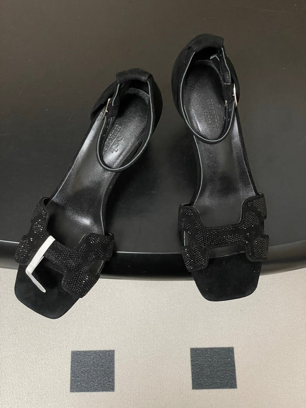 HM Joy Sandal 70 Black in Suede 593806