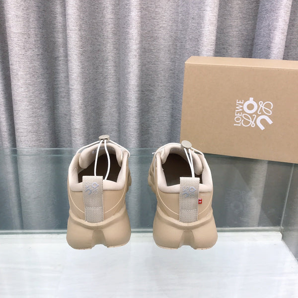 Loewe x on Angpao Couple Running Sneakers Light Brown White Nylon Calfskin 597425
