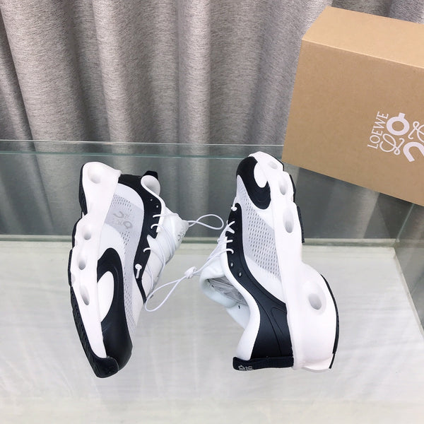 Loewe x on Angpao Couple Running Sneakers White Black Nylon Calfskin 597423