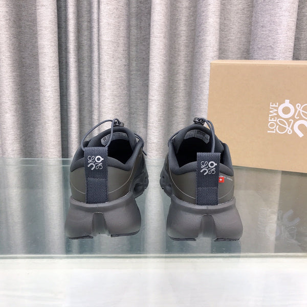 Loewe x on Angpao Couple Running Sneakers Charcoal Black Nylon Calfskin 597419