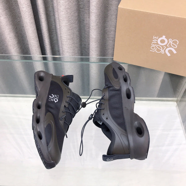 Loewe x on Angpao Couple Running Sneakers Charcoal Black Nylon Calfskin 597419
