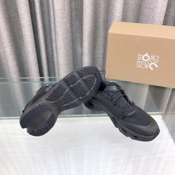 Loewe x on Angpao Couple Running Sneakers Charcoal Black Nylon Calfskin 597419