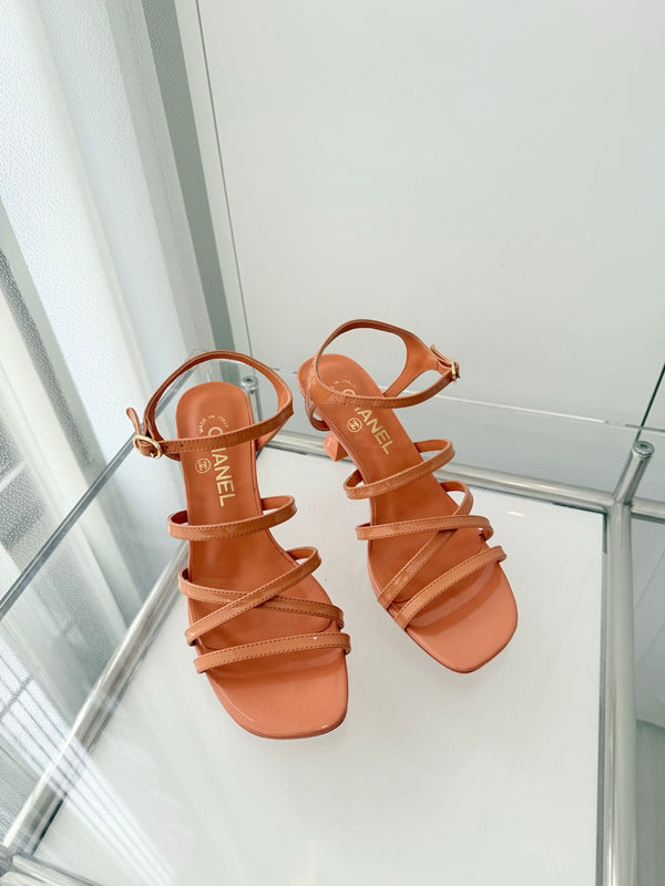 Chanel Cruise 26 Sandal 70mm Orange Lambskin 597355
