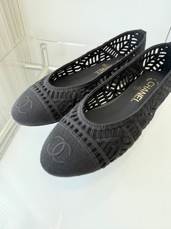 Chanel 26 Ballerines Femme Noir en Tissu 597336