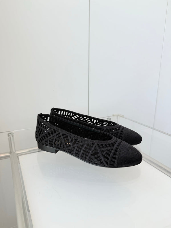 Chanel 26 Ballerines Femme Noir en Tissu 597336