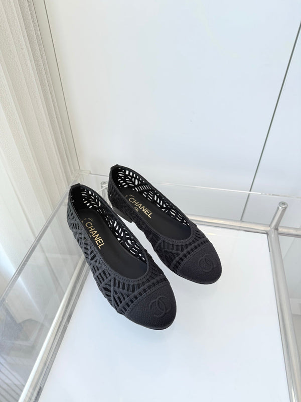 Chanel 26 Ballerines Femme Noir en Tissu 597336