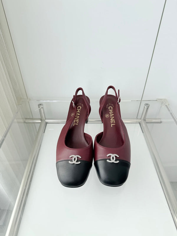 Chanel 26 Escarpins Bourgogne Noir 50 en Agneau 597331