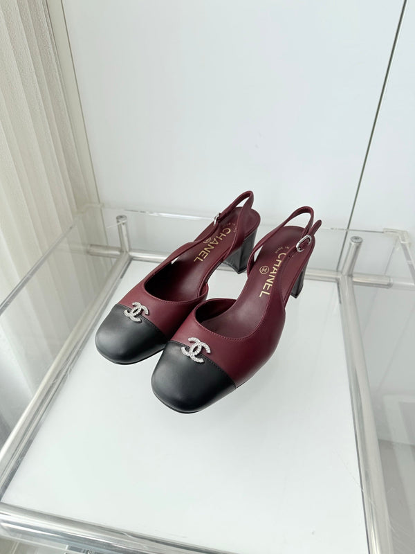 Chanel 26 Escarpins Bourgogne Noir 50 en Agneau 597331