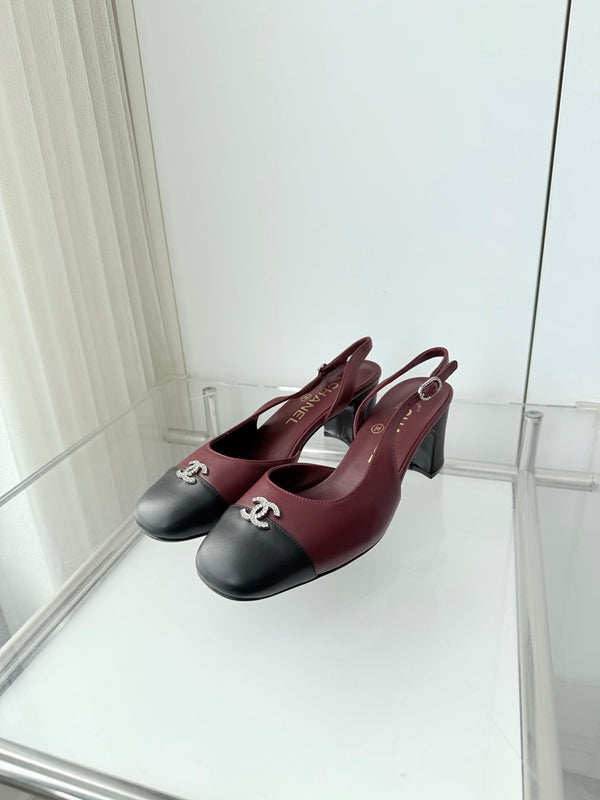 Chanel 26 Escarpins Bourgogne Noir 50 en Agneau 597331
