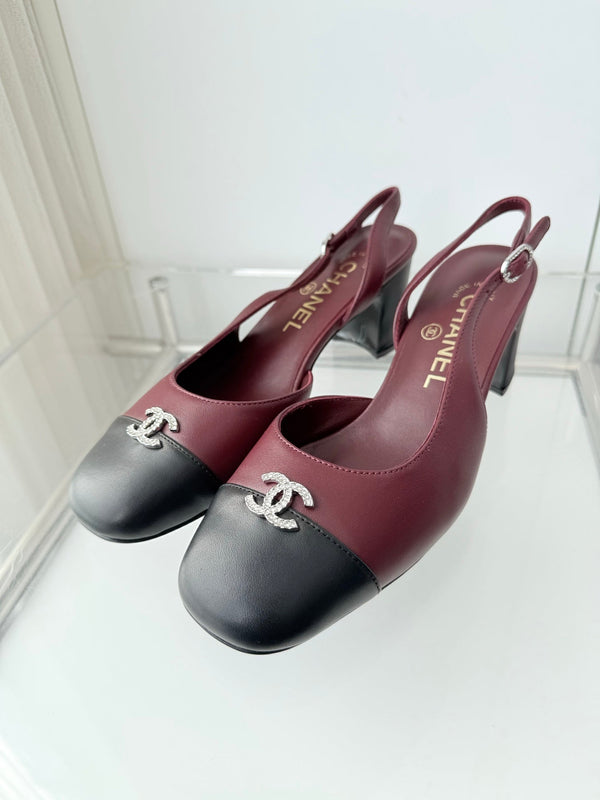 Chanel 26 Escarpins Bourgogne Noir 50 en Agneau 597331
