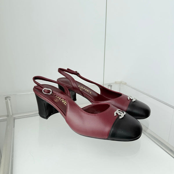 Chanel 26 Escarpins Bourgogne Noir 50 en Agneau 597331