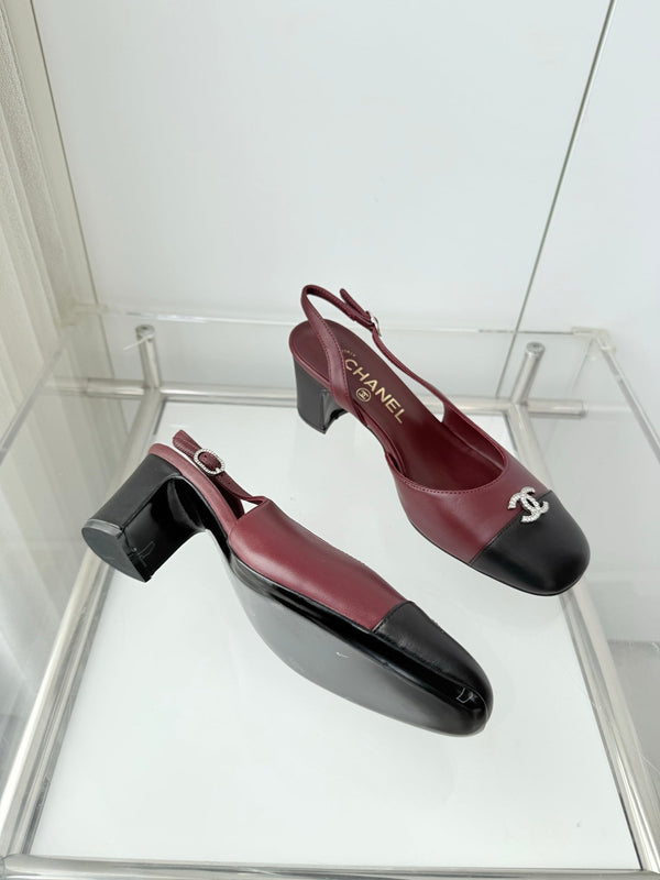 Chanel 26 Escarpins Bourgogne Noir 50 en Agneau 597331