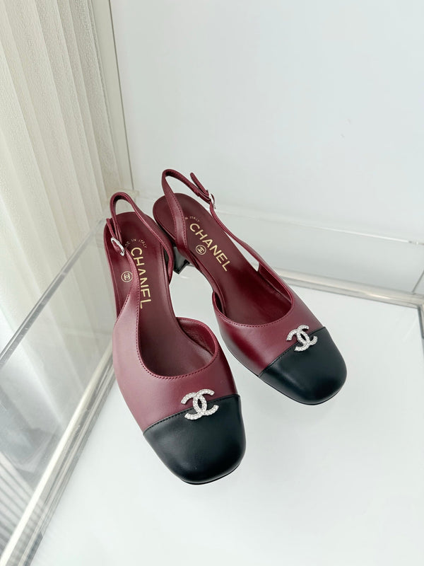 Chanel 26 Escarpins Bourgogne Noir 50 en Agneau 597331
