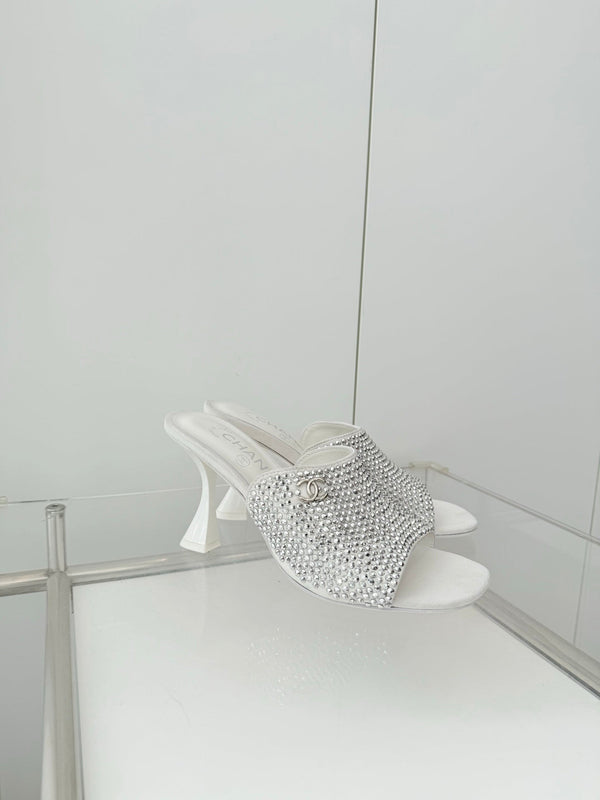 CC 26 Sandale 90 Strass Blanc Peau de Cerf 597377