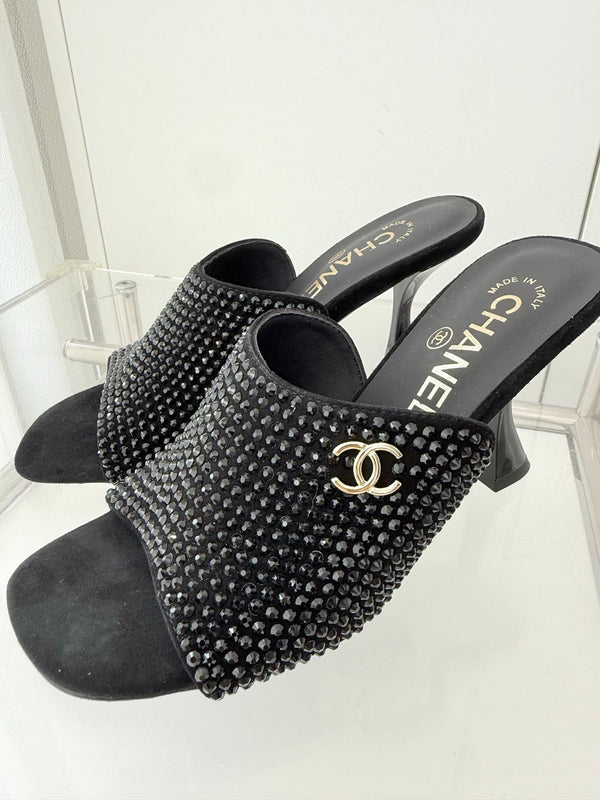 CC 26 Sandale 90 Daim Noir Strass 597375