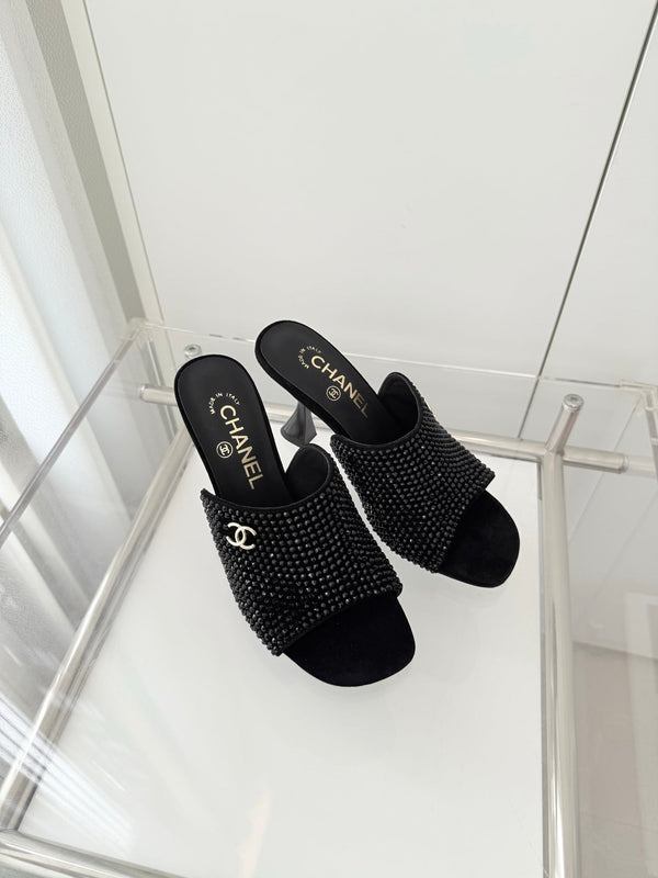 CC 26 Sandale 90 Daim Noir Strass 597375