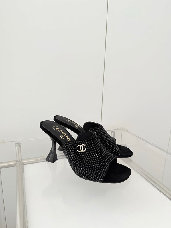 CC 26 Sandale 90 Daim Noir Strass 597375