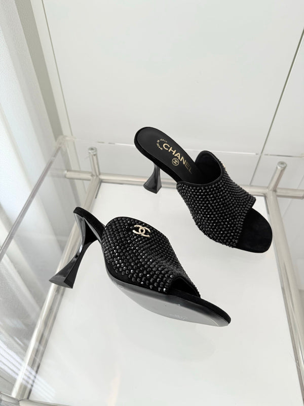 CC 26 Sandale 90 Daim Noir Strass 597375