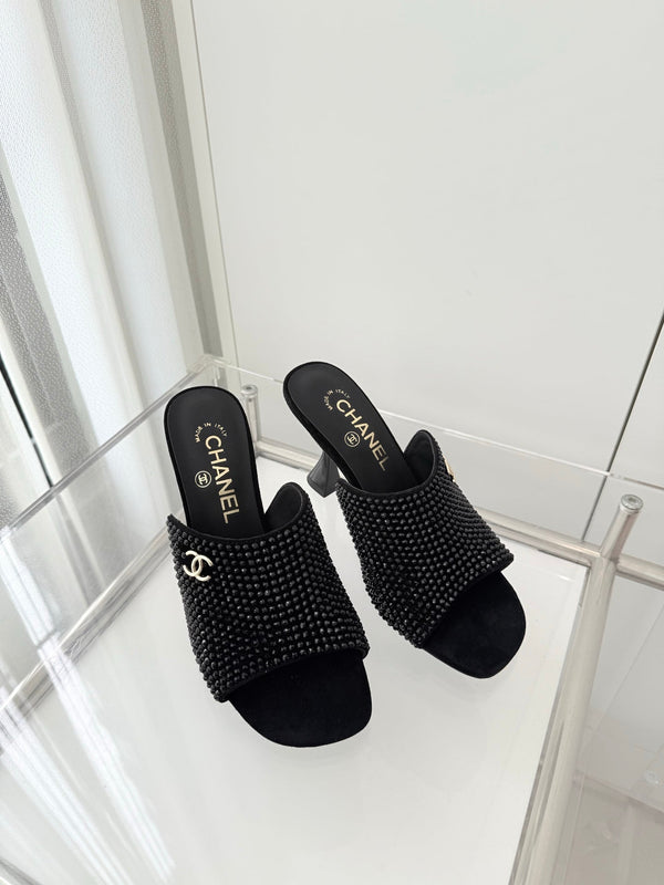 CC 26 Sandale 90 Daim Noir Strass 597375