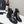 Bottes courtes Chanel CC Combat à perles noires en cuir de veau 597894