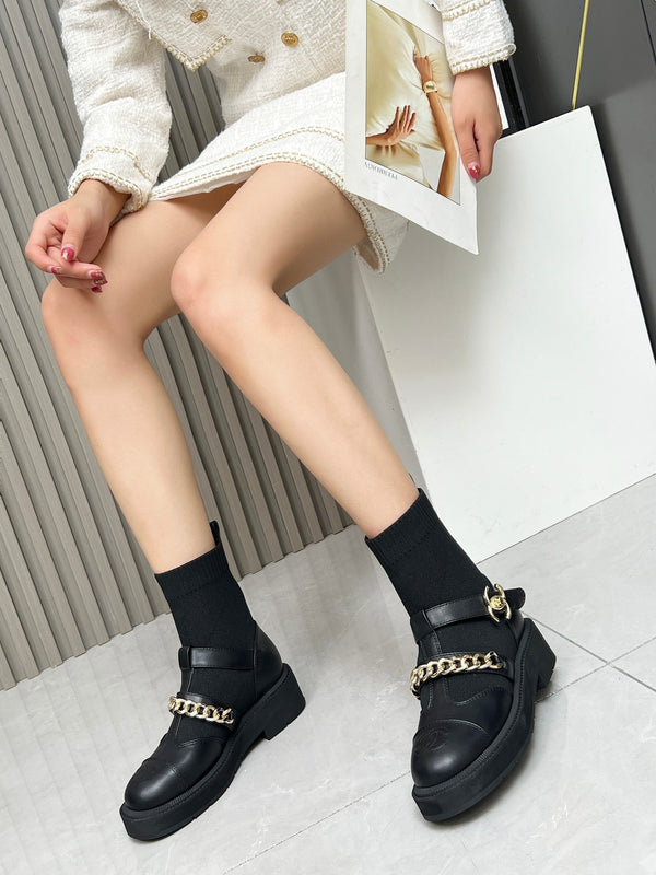 Chanel Bottines Chaussettes à Chaînes Laine Noir Flyknit 597917