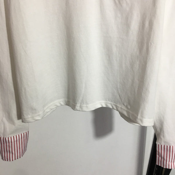 T-shirt à manches longues et col rond Chanel avec blocs de couleurs et rayures, et poche