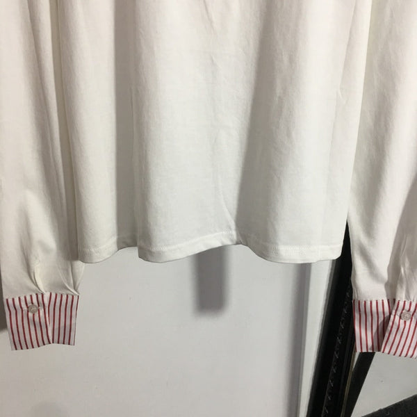 T-shirt à manches longues et col rond Chanel avec blocs de couleurs et rayures, et poche