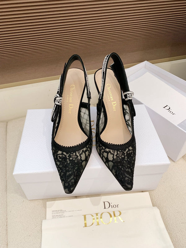 Sandales CD Ribbon Lace noires ouvertes en agneau 95 598116